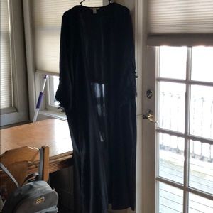 Long, black, silk open faced robe